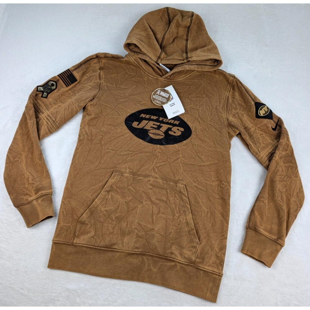 New York Jets Salute to Service Nike Hoodie Youth Large Brown NFL NWT